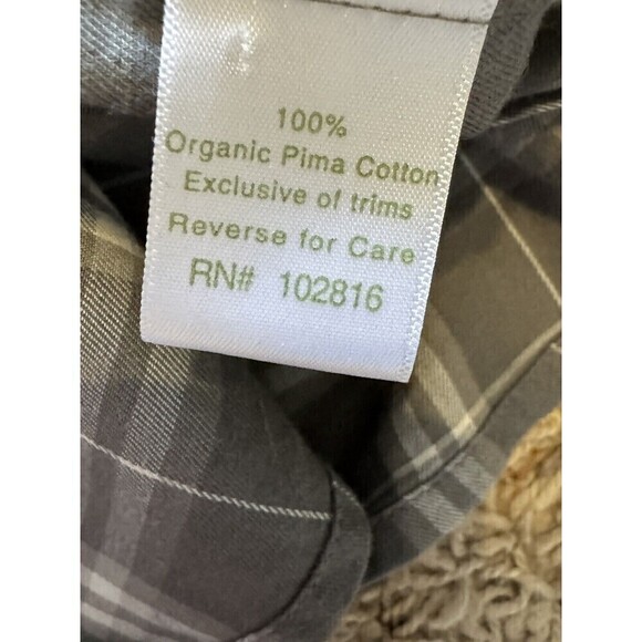 Garnet Hill Grey Plaid Button Down Dress Size 8 Organic Pima Cotton Classic - Picture 6 of 9